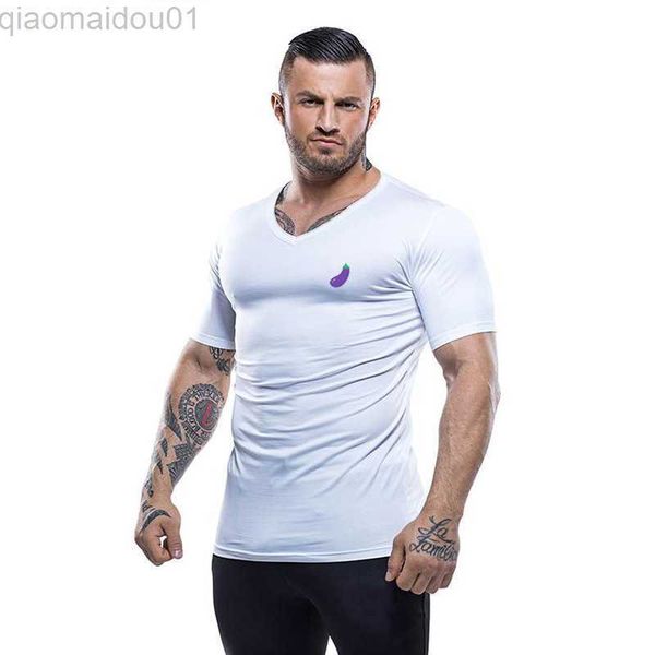 Herren T-Shirts Herren Sommer Slim Kleidung Schwarz Lässig Halbarm Baumwolle V-Ausschnitt Kurzarm T-Shirt Männer Jugend Mode Trend Grafik T-Shirts L230713