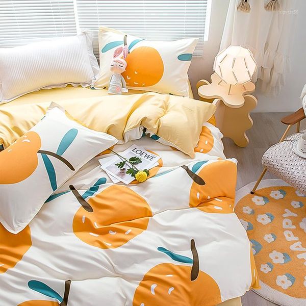 Set di biancheria da letto in pizzo Set da 4 pezzi Lenzuolo copripiumino Federa in lino per la famiglia Camera da letto per bambini Soggiorno 4 pezzi