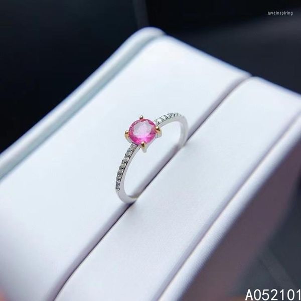 Clusterringe KJJEAXCMY Edlen Schmuck S925 Sterling Silber Eingelegte Natürliche Rosa Turmalin Mädchen Luxus Ring Unterstützung Test Chinesischen Stil