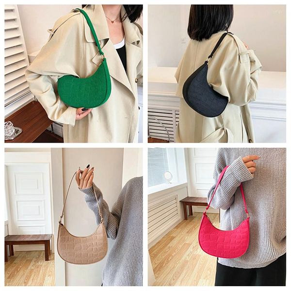 Bolsas de noite Moda Bolsa feminina Cor sólida Casual Mini bolsa para axilas Bolsas femininas Tendência 2023 Maquiagem de grife Saldos