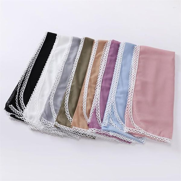 Schals Muslim Blase Chiffon Hijab Schal Frauen Hohe Qualität Solide Pom Kette Wrap Neck Soood Strand Cover-up Foulard 180 70 cm