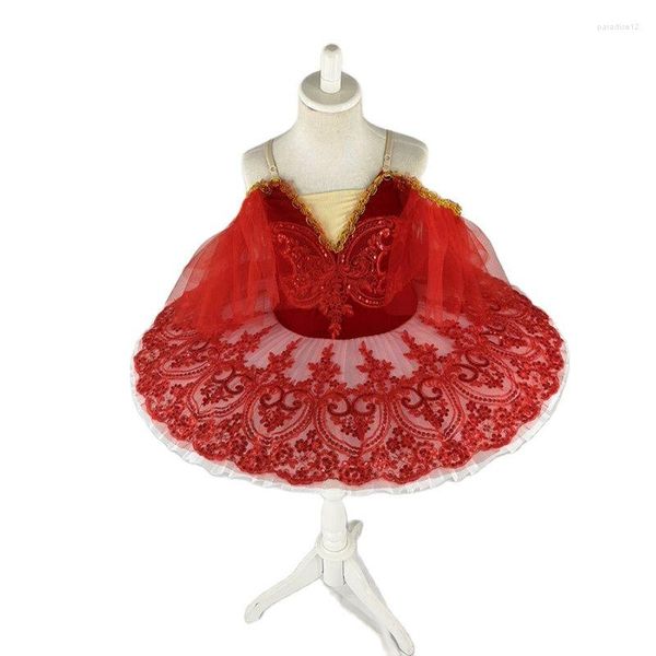 Traje de palco vermelho balé profissional tutu para menina roupa infantil meninas adulto feminino bailarina festa mujer fantasias de dança