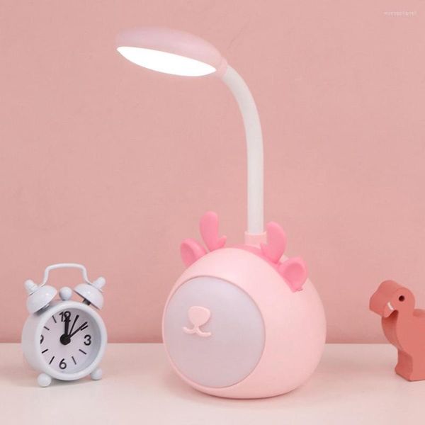 Tischlampen Nützliche LED-Nachtlampe Augenschutz Dekorative batteriebetriebene Cartoon-Leselampe USB-Aufladung Lernen