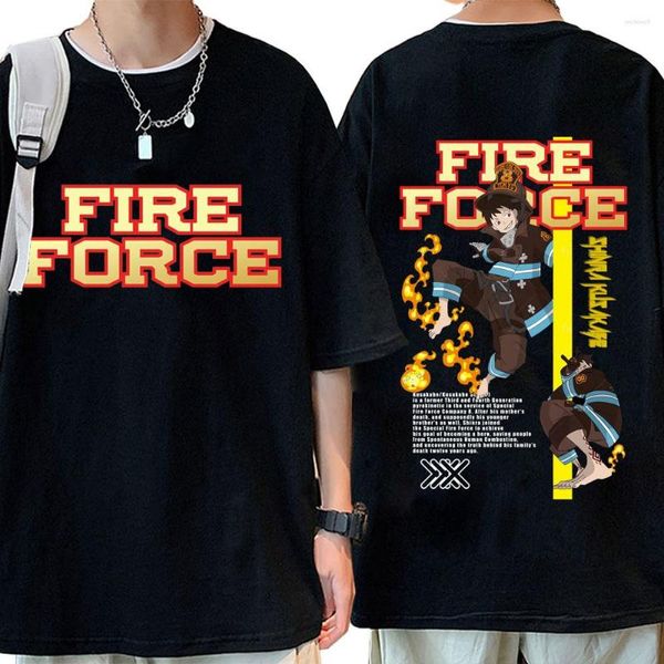 Magliette da uomo Anime Fire Force Shirt Manga Shinra Kusakabe Magliette grafiche Uomo Donna Estate Cotone Casual Oversize Streetwear Top