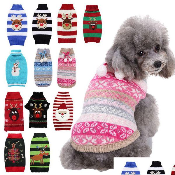 Camisola de natal de malha para cães, para gatos, cachorros, inverno, primavera, casaco para animais de estimação Xxs-Xxl Drop Delivery Home Garden Supplie Dhlum