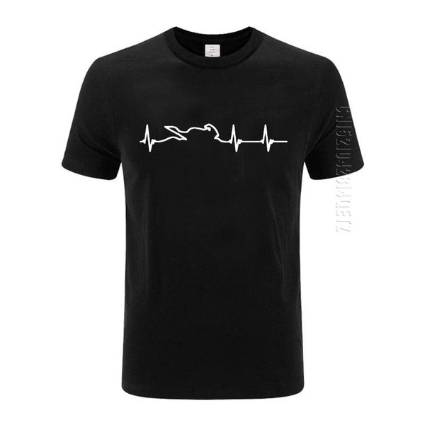 Trench T-shirt da uomo Cuore Elettrocardiogramma di giocatori di corse motociclistiche Maglietta oversize da uomo in cotone girocollo divertente estiva