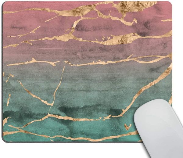 Roségoldener Marmor mit Aquarell-Farbverlauf, Mauspad, individuelles Mauspad, individuell gestaltetes rechteckiges, rutschfestes Gummi-Mauspad, 24,1 x 20,1 cm