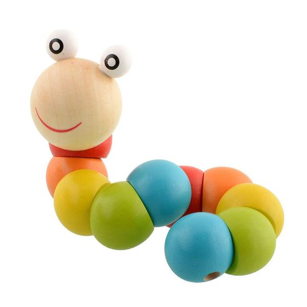Bebek oyuncak diy çocuk cilalı yılan solucanı bükülme tırtıllar renkf ahşap ahşap gelişimsel bebek eğitim hediye transformatör damla dh5mj