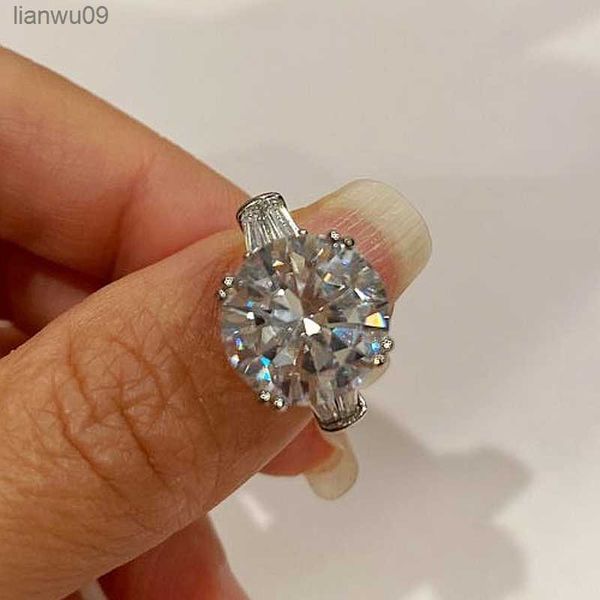 Solitaire Ring 4ct Lab Diamond Ring 925 Серебряное серебряное обещание обручальные обручальные кольца для женщин для женщин.