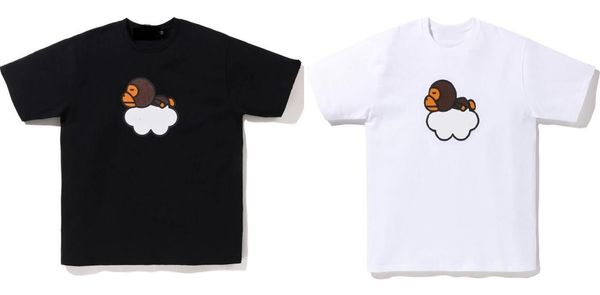 Летние мужские футболки дизайнерские бренды красочные любители букв камуфляж мультфильм обезьяна с коротким рукавом любители моды свободно