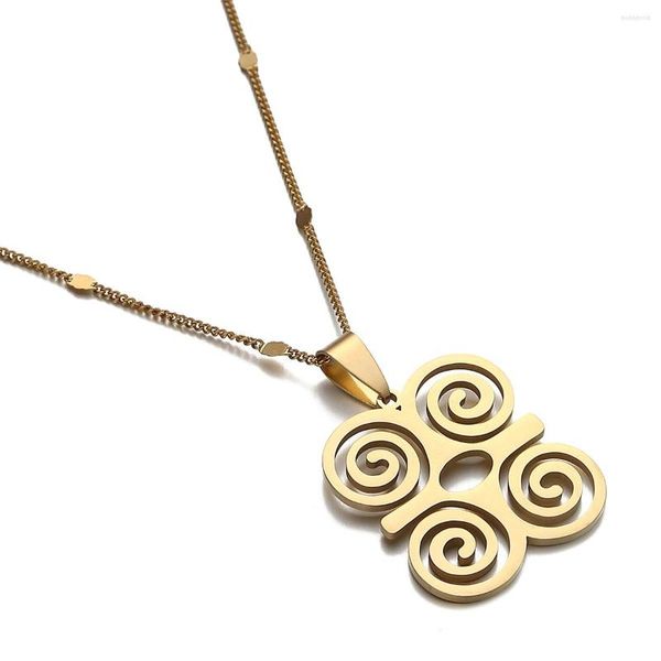 Collane con ciondolo Collana con simbolo africano color oro argento in acciaio inossidabile DWENNIMMEN Umiltà Forza Donna Uomo Gioielli con ciondoli