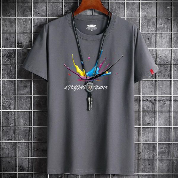 Herren T-Shirts Männer Casual T-Shirt Übergröße Sommer Baumwolle T-Shirt Einfaches Cartoon-Druck-T-Shirt O-Ausschnitt Kurze Tops