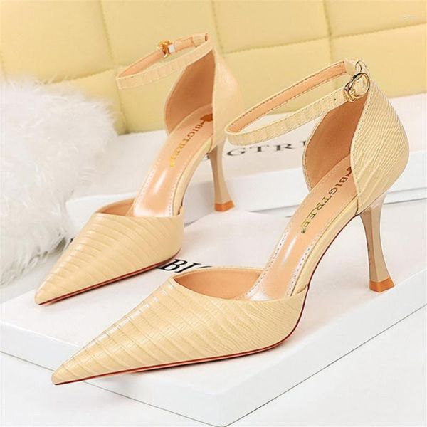 Scarpe eleganti Estate Donna 8cm Tacchi alti Stripper Corea Sandali Lady Fetish Middle Sandles Gladiatore da sera Strappy Retro Party