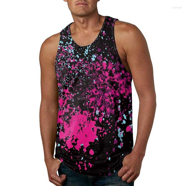 Herren Tank Tops 3D Graffiti Top Frische Casual Streetwear Baggy Sport Fitness Hawaii Kostüme Ärmellose Benutzerdefinierte Männliche Kleidung