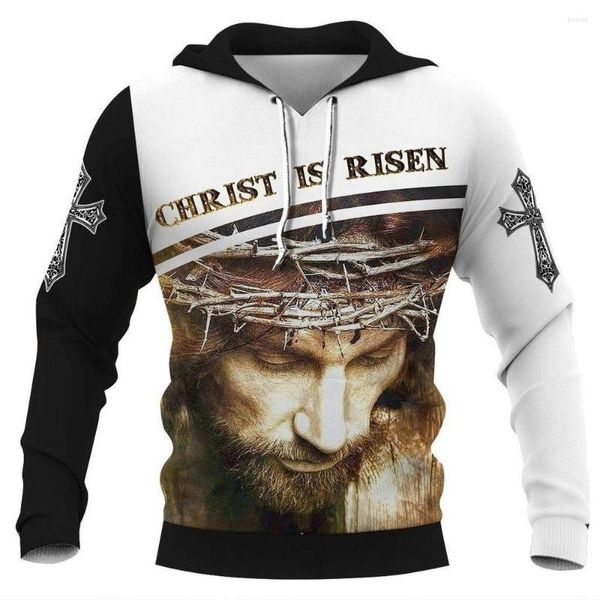 Moletom Masculino Christian Jesus Moletom Com Capuz Impressão 3D Harajuku Roupa Moda Moletom Com Capuz Oversized Pulôver Casual Tops