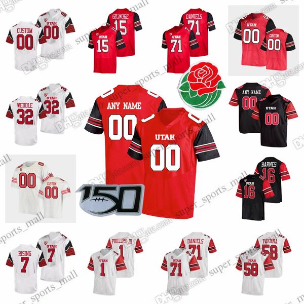 Personalizzato S-6XL Utah Utes College Football Maglie Bethel Caldarella Cope Dixon Edwards Enis Gilmore Johnson Kudo Mbanasor Meine Moudourou Parks Reed Qualsiasi nome Numero