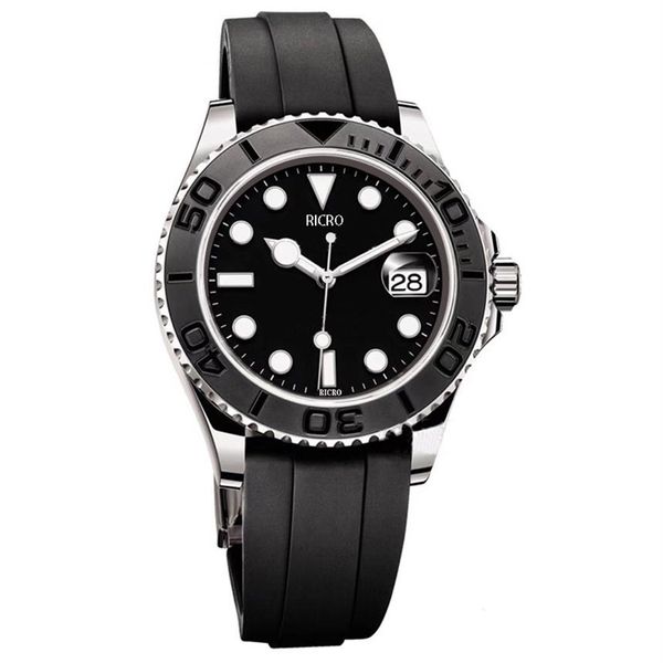 master men's watches black rubber band stainless steel case ceramic ring sapphire glass mechanical automatic movement319G