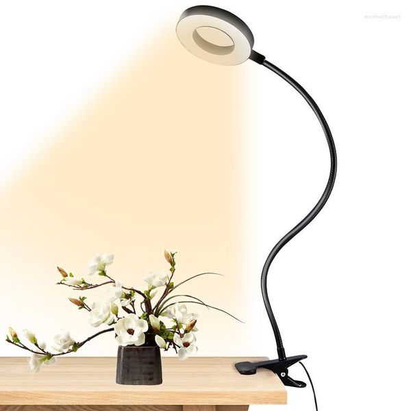 Tischlampen, Desktop-Clip-On-Licht, Augenschutz, Schwanenhals, Buch, 48 LED-Lesechips, 10 Beleuchtungsmodi, 360 Grad drehbar, für Bett