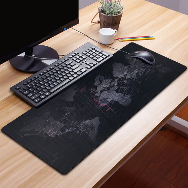 Mapa-múndi Mousepad com trava de borda grande mouse pad de borracha à prova d'água tapete de mesa para jogos 300 x 800 x 2 mm