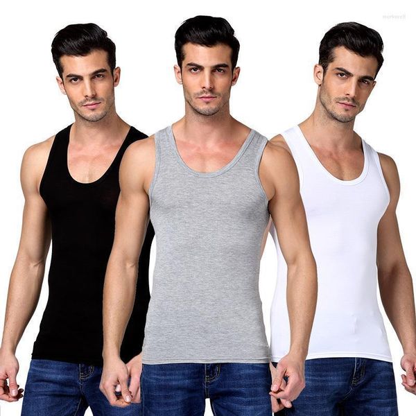 Camisetas sin mangas para hombre, chaleco de talla grande, informal, ajustado, transpirable, Color sólido, verano, fino, elástico, deportivo, de algodón puro, sin mangas, camiseta Base