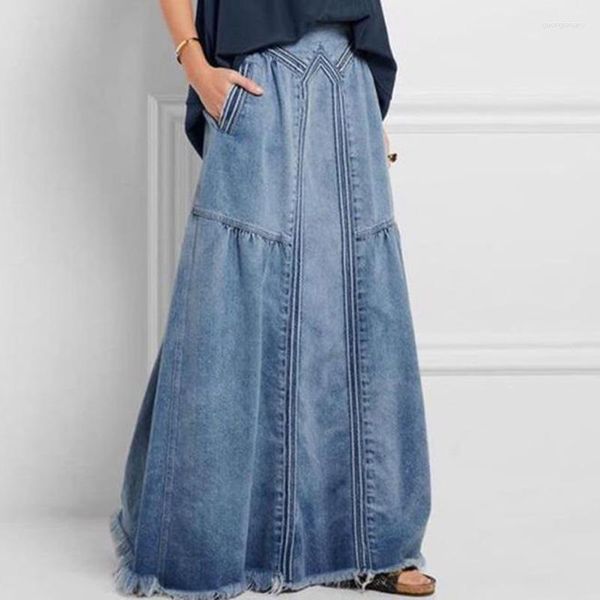 Gonne Maxi gonna lunga in denim allentato casual Jeans lunghi fino al pavimento per donna 2023 primavera estate