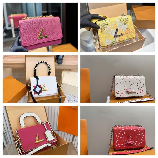Modische Taschen, rosa Tasche, kleine quadratische Marke, Umhängetasche, Geldbörse, beliebte Umhängetasche mit Metallkette und Schnalle