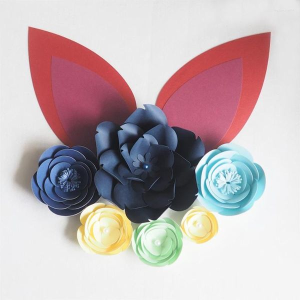 Dekorative Blumen DIY Mini kleine Papier Rose Fleurs Hintergründe 6PCS 2 Ohren für Hochzeitsdekorationen Kindergarten Kindergeburtstag Video