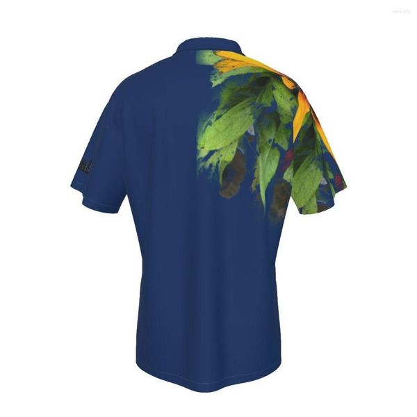 Freizeithemden für Herren, hawaiianisches blaues Hemd, cooler Hawaii-Stil, Bäume, Blätter, Aufdruck, Strand, kurzärmlig, Sommer, mit Knöpfen, Oberteile, 3D