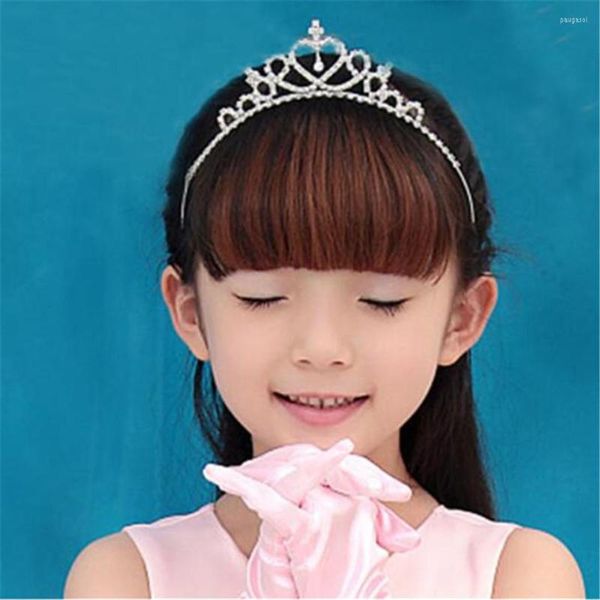 Fermagli per capelli Lovely Flower Girls Princess Bridal Crown Crystal Hoop Fascia per capelli Accessori regalo per bambini