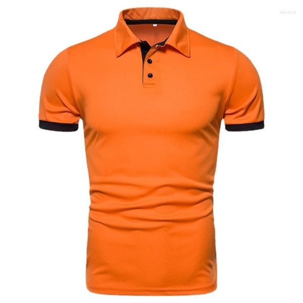 Polo da uomo Uomo manica corta abbottonata Polo a righe nere Plus Size Ragazzi Abbigliamento da ufficio formale estivo Camicie arancioni Uniforme da baseball 3xl