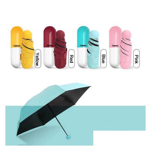 Regenschirme Capse Case Regenschirm Tra Light Mini Folding Compact Pocket Sonnenschutz winddicht regnerisch sonnig DBC Drop Lieferung Home Gard Dhjmt