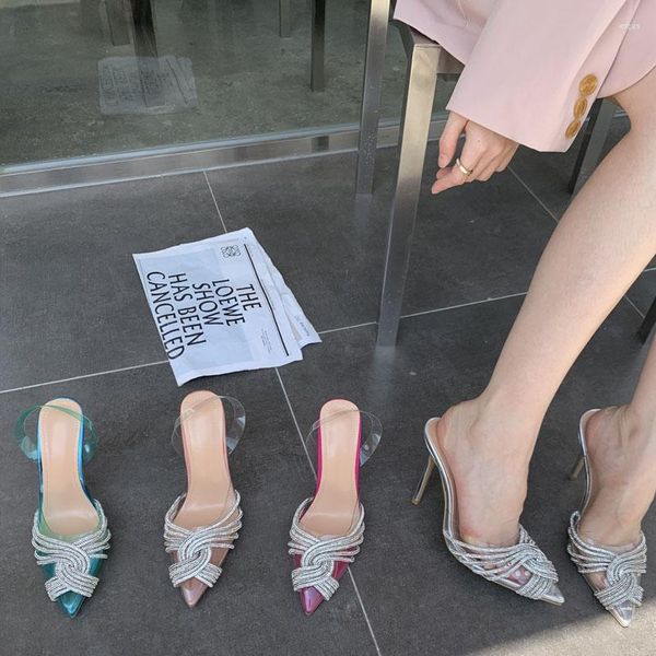 Сандалии летние женские туфли с высоким каблуком прозрачной столовой с прикусом ПВХ стилетто