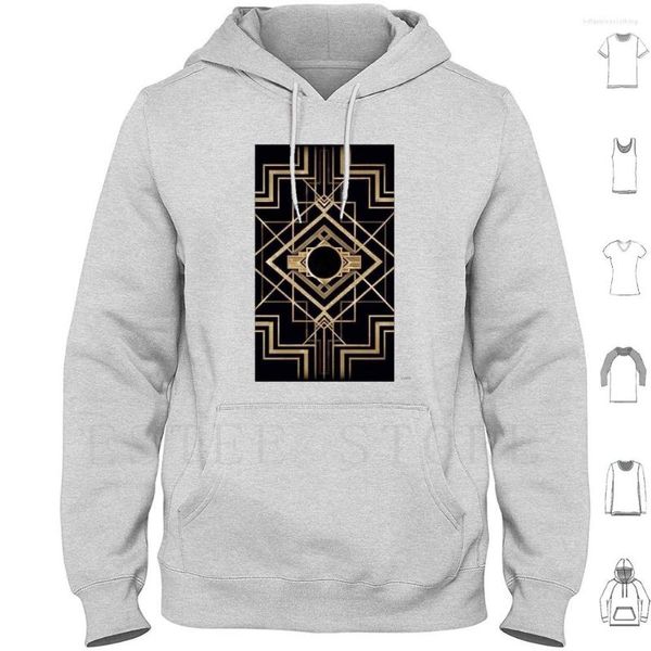 Herren Hoodies Art Deco Vintage 1920 Ära The Great Gatsby Gold Schwarz Muster Chic Modern Trendy