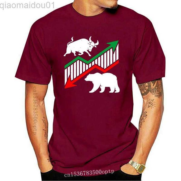 Мужские футболки новая мужская футболка быка и медвежье фондовый рынок Подарок забавные акции Tshirts Women-Tshirt L230713