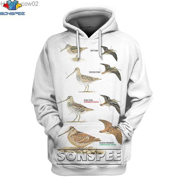 Erkek Hoodies Sweatshirts Erkek Çoraplar Sonspee Hoodies Eğlence Avlanma Baskı Camouflage Street Kostümü 3D Erkek ve Kadın Hayvan Kuş Z230720