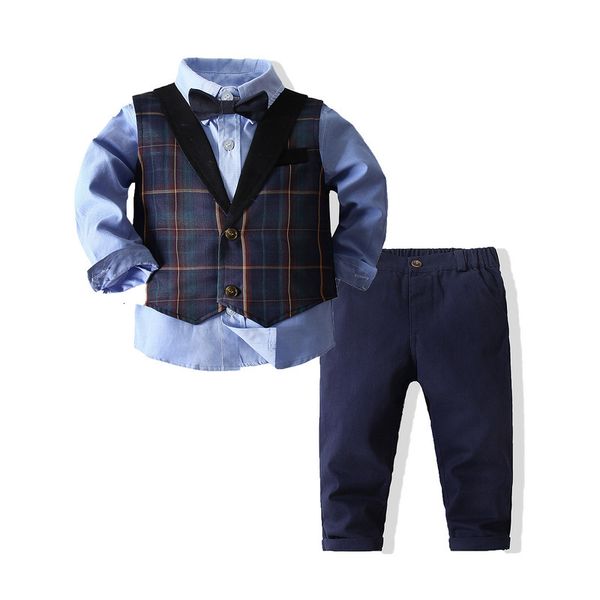 Magliette Baby Boy Manica lunga Gentleman Camicia bianca Bowtie Tuxedo Tuta complessiva 230713