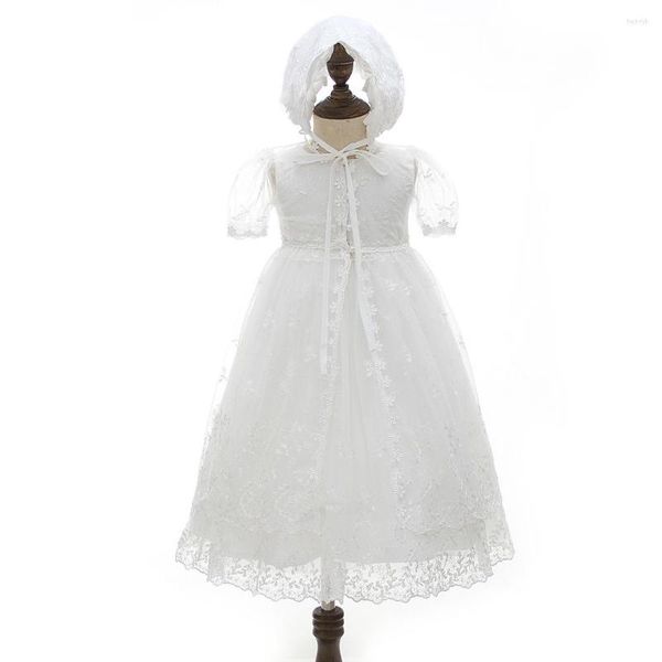 Kız elbise doğdu bebek elbise 1 yaşındaki vaftiz beyaz dantel kıyafetler bebek doğum günü partisi düğün prenses çocuk giyim 0-24m