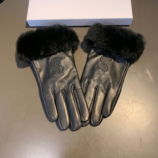 Guanti invernali a cinque dita da donna in pelle corta in pile caldo guanto ispessito guanti protettivi vintage alla moda regalo presente
