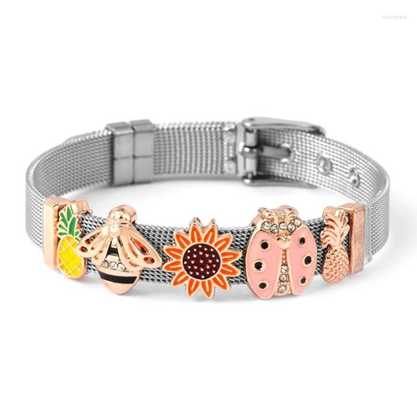 Braccialetti con ciondoli 2023 Sunflower Guardian Bracciale combinato primavera/estate Cinturino in acciaio inossidabile Regali per ragazza ragazzo fai da te