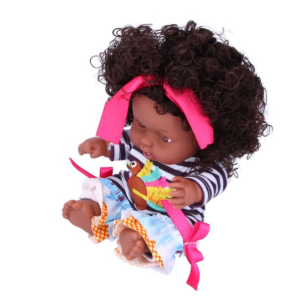 Bonecas 25cm 9 8in Africano Menina Realista Brincar Boneca Crianças Crianças Brinquedo Presente de Aniversário Q8 051C 230714