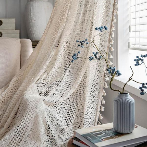 Tenda Tulle Long Lasting Window Drape Soft Pratico Crochet Vintage El Office Dorm Use for Balcony