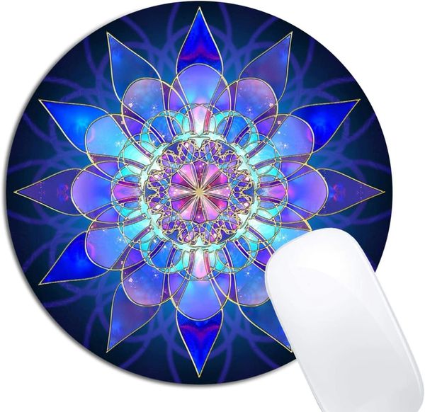 Blue Flower Mandala Pad Cand круглый не скользкий резиновый мусэпад ноутбук офисный компьютер декор Симпатичная настольная аксессуара дизайн мыши