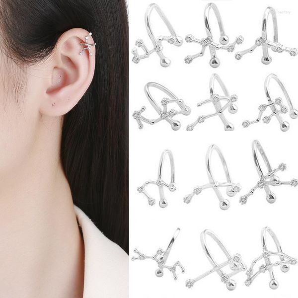 Rücken Ohrringe 925 Sterling Silber Sternzeichen ohne Piercing für Frauen Mädchen Mode einfachen Schmuck Geschenk Punk Ohrclip Großhandel