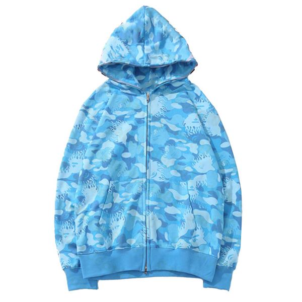 Designer Mulheres Moletom Com Capuz Zip Up Top Quality Mens Jaqueta Com Capuz Big ABC Camo Shark Full Zip Up Hoodies Para Moletom Homem Mulheres