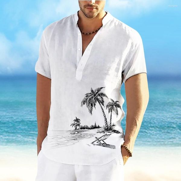 Camicie casual da uomo Hawaiian For Men Stampa manica corta Top Moda semplice camicia bianca Camicetta da vacanza T-shirt oversize Abbigliamento