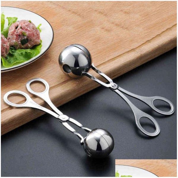 Strumenti per gelato Meatball Scoop Ball Maker Mold Pinza per baller in acciaio inossidabile Polpette antiaderenti Makers Cookie Scoop Cucina Cooking Dhkea