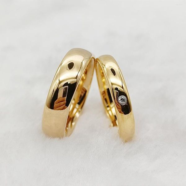 Обручальные кольца Классические простые для мужчин и женщин высококачественных модных украшений Золотые пары вольфрамовое кольцо с CZ Stone
