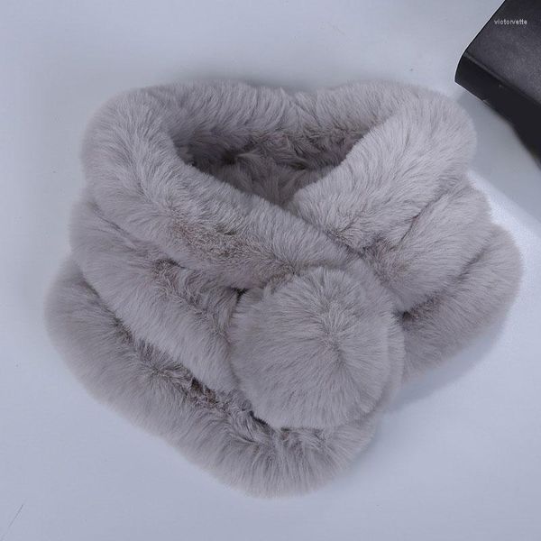 Sciarpe Sciarpa calda di lusso in pelliccia sintetica Moda morbido peluche Addensare Snood Scialle invernale per bambini adulti Spessa all'ingrosso