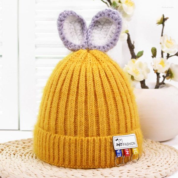 Berretti Solid Yellow Babys Autunno Inverno Cotone Capelli Skullies Cappello Berretti Caldi Cappelli Casual Bambini Bambini Berretti Acrilici