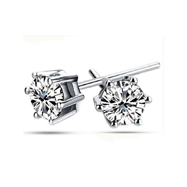 Charm European Style 925 Sterling Silber Sechs Klaue Ohrringe Piercing Klar CZ Hochzeit Ohrstecker Schmuck Frauen Großhandel Geschenk Drop Del DHC2D